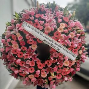 Coroa de Flores Européia Tons Rosa(Tam:1,80)
