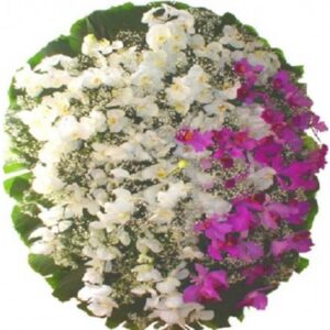 Coroa de Flores com Orquídeas Brancas e Lilás(Tam: 1,50)